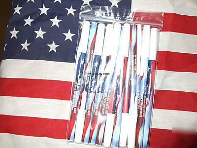 Superball pens (12) w/inspirational words *waving flag
