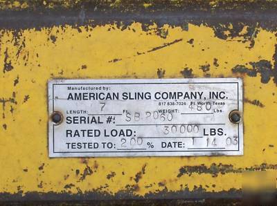 American sling co. 15 ton adjustable spreader bar