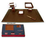 Rustic brown leather 7PC desk set pad with gift - D3204