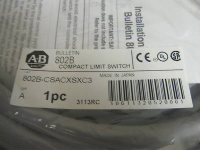 New 802B-CSACXSXC3 allen bradley compact limit switch 