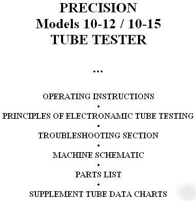Manual + data for precision 10-12 / 10-15 tube tester