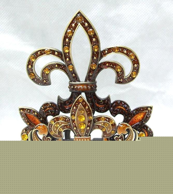 Amber fleur de lis business card holder