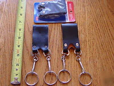 Wholesale lot 25+ leather beltloop key rings dual steel