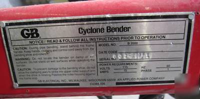 Gb gardner bender cyclone pipe and tubing bender B2000