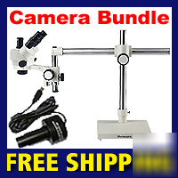 7X 45X stereo zoom microscope boom stand w 1.3M camera