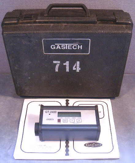Gastech gt-2400 gas detector w/ carrying case, manual