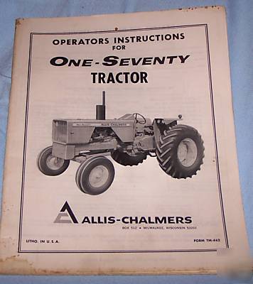 Vintage one-seventy tractor allis chalmers operator bk