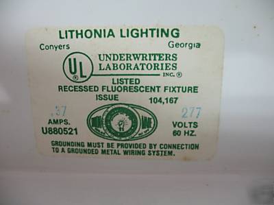 Lithonia 2 bulb 1'X4' recessed fluorescent lights 277V