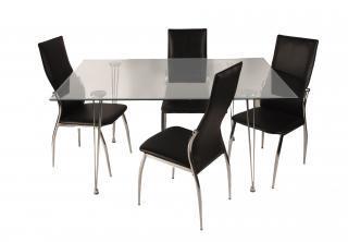 New 5PC office home glass table chairs conference meet