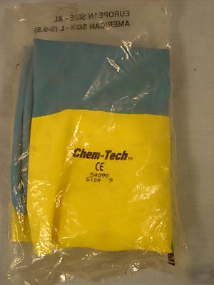 Memphis gloves chemtech blue neoprene yellow latex 9