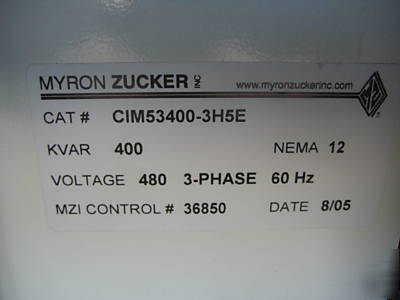 Myron zucker CIM53400-3H5E 400 kvar capacitor 480 v 3PH