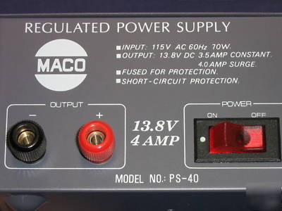 13.8 volt regulated power supply 4 amp maco ps-40