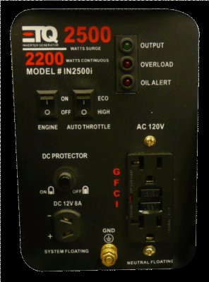 Etq 2500 watt portable inverter gas generator IN2500I