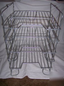 1 vintage wire metal stacking office desk letter tray