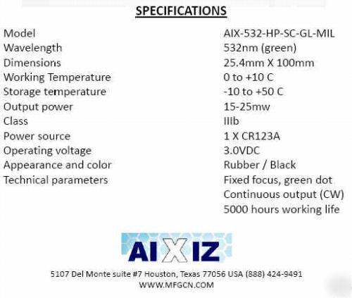 2 x green laser sight 532NM high power with attenucap