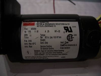 Dayton 4Z535A 1/30HP 90V 11RPM dc motor low hours