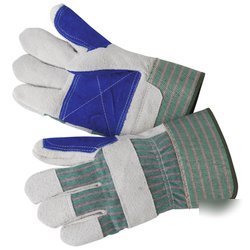 Genuine leather reinforced work gloves 3 pairs per lot
