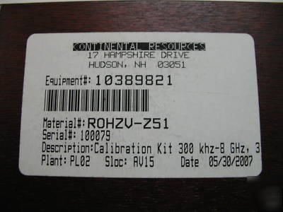 Rohde & schwarz zv-Z51 calibration kit 300KHZ-8 ghz 3.5