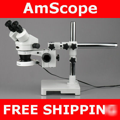 3.5X-45X stereo zoom microscope on boom + 80 led light