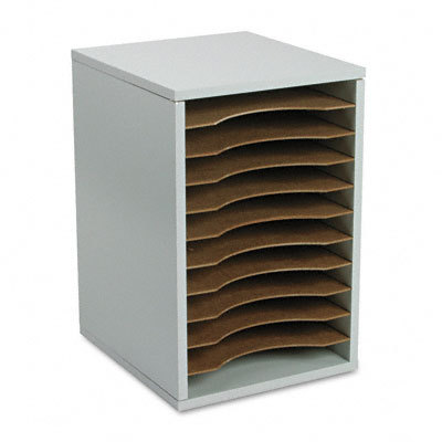 Wood vertical desktop literature sorter gray 11 sec
