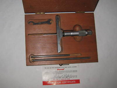 Starrett micrometer depth gage set no. 445 w wood box 