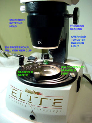 Gemoro 1030 pm mc pro darkfield stereo gem microscope