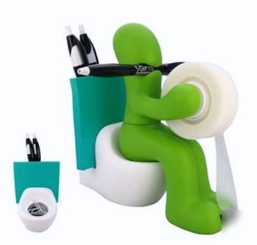 New butt man pen tape paper clip memo pad dispenser grn