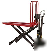 Heavy duty manual hi-rise scissor lift truck push