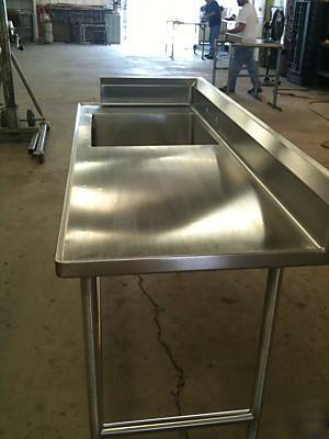 6FT x 28INCH x 34INCH sink with back-splash