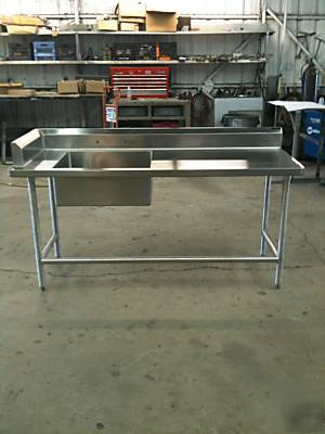 6FT x 28INCH x 34INCH sink with back-splash