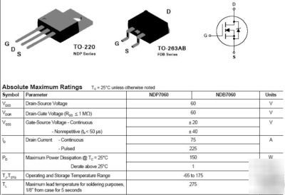 (25) NDP7060L n-channel field effect transistors to-220