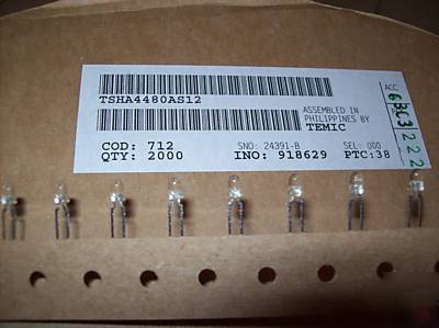 2000 pc's p/n TSHA4480AS12 water clear color led's