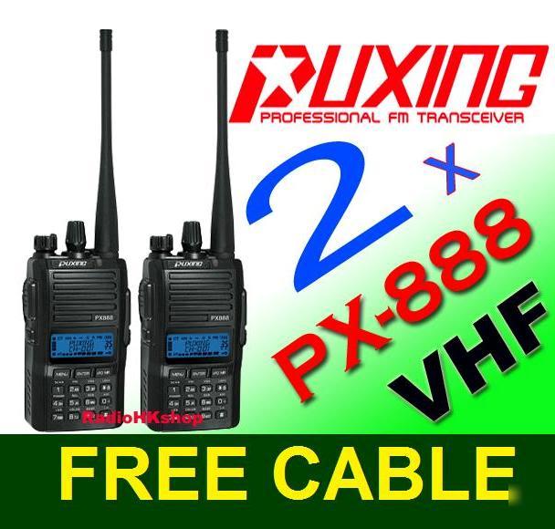 2 x puxing px-888 vhf 136-174MHZ + earpiece + cable