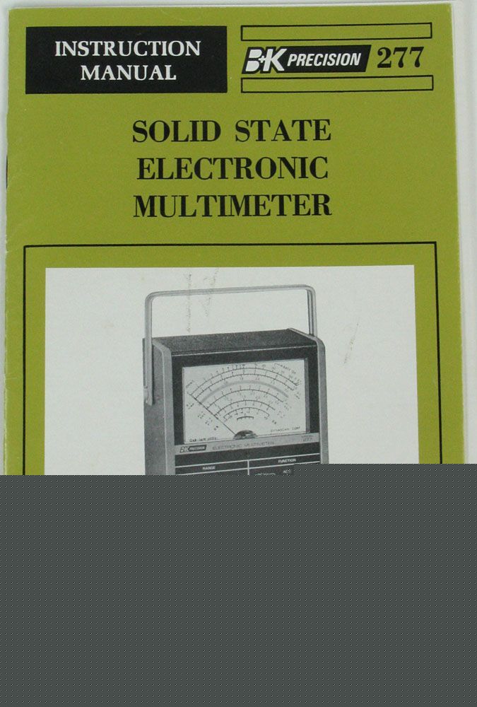 Instruction service manual bk precision 277 multimeter