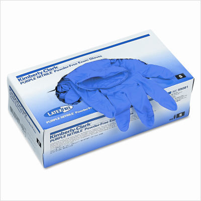 Disposable nitrile exam gloves, small, purple, 100/box