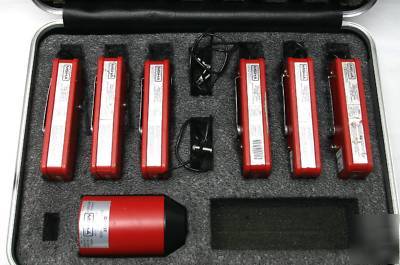 6 quest micro-14 dosimeters w/ calibrator in case nice 