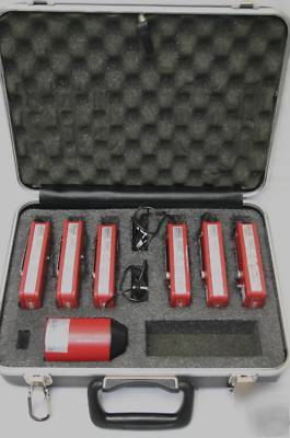 6 quest micro-14 dosimeters w/ calibrator in case nice 