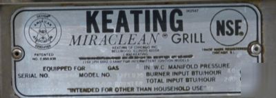 Keating miraclean natural gas countertop griddle, 72