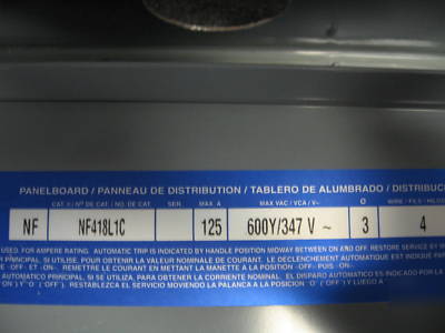 Square d panel 125 amp 480V NF418L1C main lug nema 3R