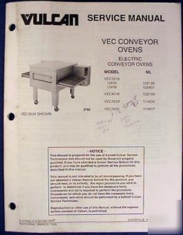 Vulcan vec series conveyor oven service manual