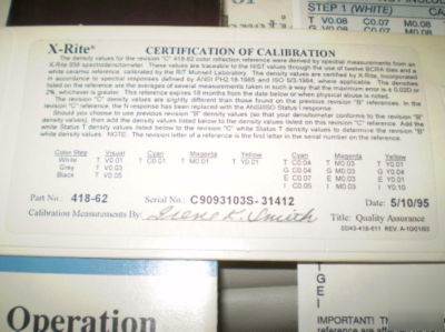 X-rite model 404 reflection densitometer