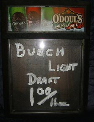 O'doul's anheuser-busch menu board bar pub sign light