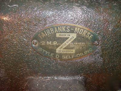 Fairbanks morse engine 2 hp style d self oiling 750 rpm