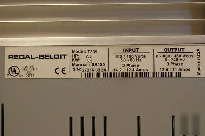 New 400/480V 3 phase 7.5 hp frequency inverter regal