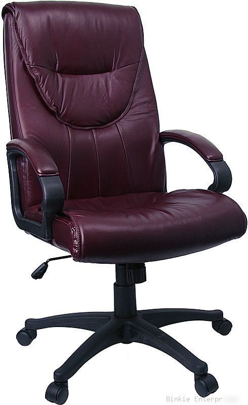 Burgundy leather high back computer office desk chair