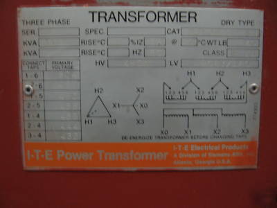 15 kva transformer pri 480V sec 208Y/120 3 ph dry type