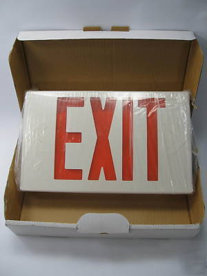 Led universal exit lighting fixture red battery