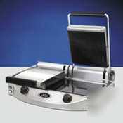 Cadco double glass-ceramic panini grill, ribbed