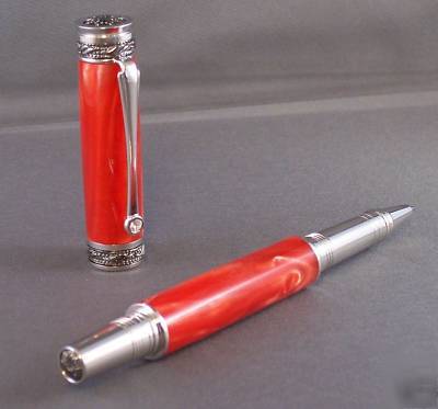 Handmade executive rollerbl pen red w/swarovski crystal