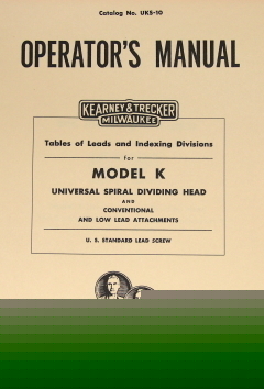 Kearney & trecker lead attachments operators manual